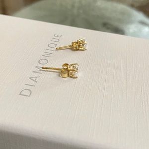 Diamonique Jewelry - New diamonique 14k gold plated earrings Diamonique Jewelry - New diamonique 14k gold plated earrings